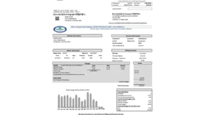 Usa California Las Virgenes Municipal Water District Utility Bill Word And PDF Template
