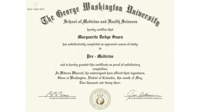 Fake Certificate from George Washington University Template