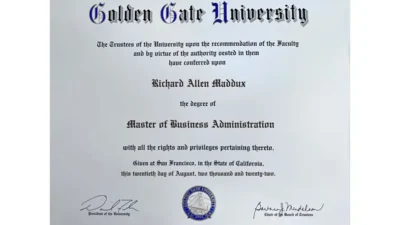 Fake Certificate from Golden Gate University Template (version2)