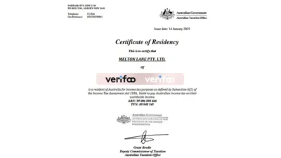 Australia Certificate of Residency Template in word and pdf format
