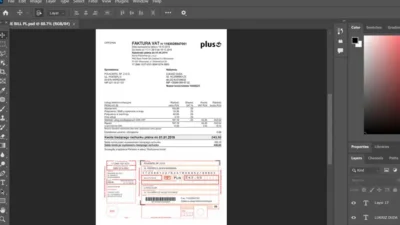 Poland Plus telecommunications company VAT invoice PSD Template