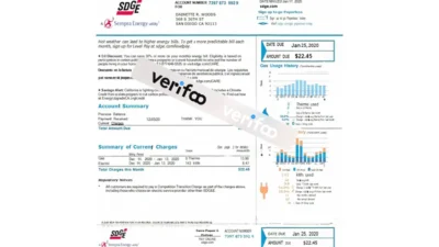 San Diego Sempra Energy Bill Template