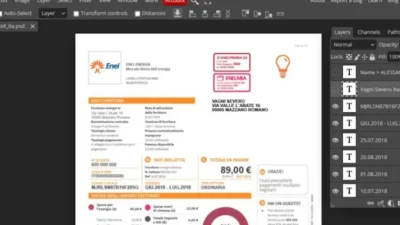 Italy Enel electricity utility bill template in PSD format