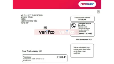 Npower energy Utility Bill Template