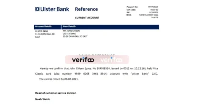 Ireland Ulster Bank Reference Letter Template Version 2