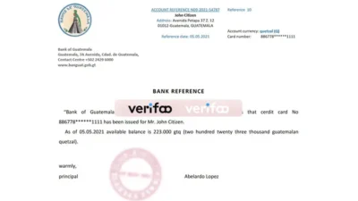 Guatemala Bank of Guatemala Bank Reference Letter Templates