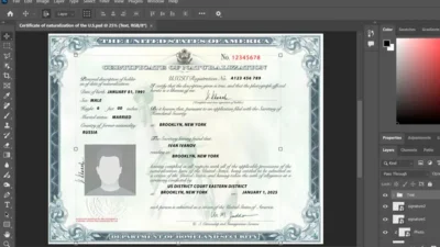 USA Citizenship certificate template in PSD format(v2)