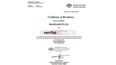 Australia Certificate of Residency Template in word and pdf format