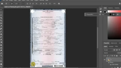 USA state Florida death certificate template in PSD format
