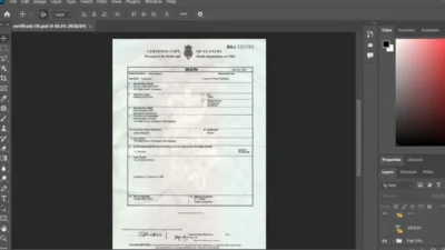 United Kingdom death certificate PSD template