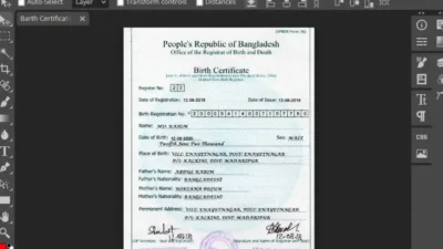 Bangladesh Birth certificate PSD template (English Version)