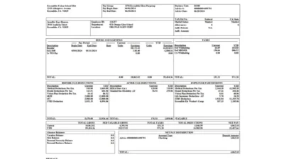 USA Escondido Union School District PayStub Word and PDF Template