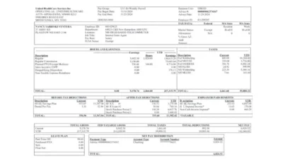 USA United Healthcare Inc PayStub Word And PDF Template