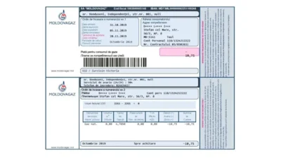 Moldova Moldovagaz Utility Bill Template In Word And PDF Format