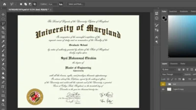 University Of Maryland Certificate PSD Template