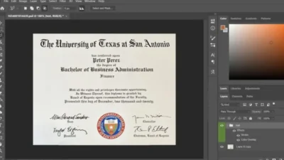 University Of Texas At San Antonio Certificate PSD Template