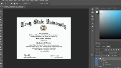 Troy State University Certificate PSD Template