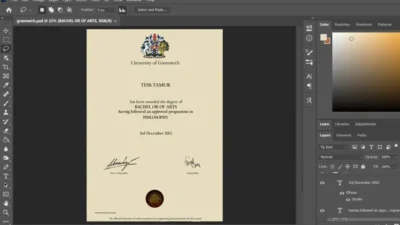 University Of Greenwich Certificate PSD Template