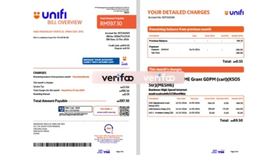 Malaysia Unifi TM Technology Services Invoice Template in word and pdf format
