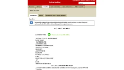 Bank Transfer Confirmation Notice Template