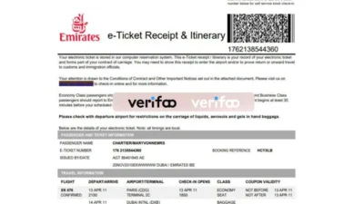 Emirates E-Ticket Receipt & Itinerary template