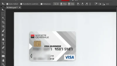 France Société Générale bank visa card template in PSD format V1