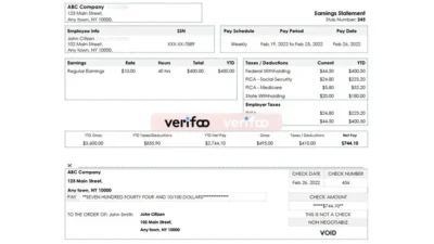USA New York earnings statement Word and PDF template