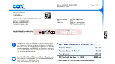 COX Company Pay Stub Template