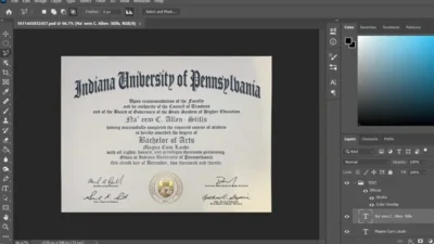 Indiana University Of Pennsylvania Certificate PSD Template