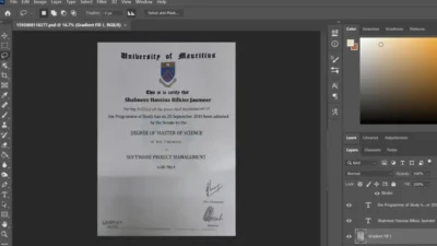 University Of Mauritius Certificate PSD Template