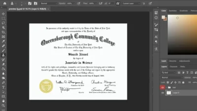 Queens Borough Community College Certificate PSD Template