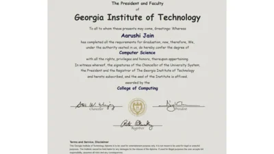 Fake Certificate from Georgia Institute of Technology Template version1