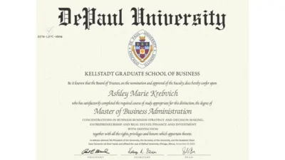 DePaul University certificate PSD Template