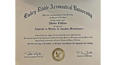 Embry-Riddle Aeronautical University certificate PSD Template