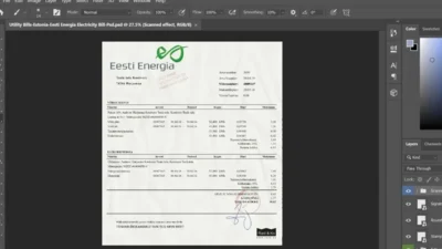 Estonia Eesti Energia Utility Bills Estonian utility bill psd template