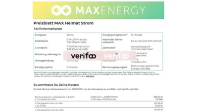 Germany MaxEnergy Utility Bill Template