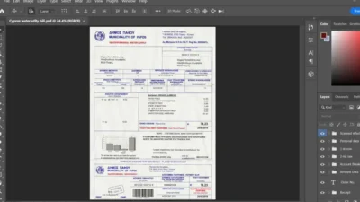 Cyprus water utility bill psd template