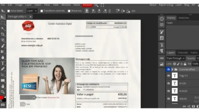 PORTUGAL EDP UTILITY BILL EDITABLE PSD TEMPLATE
