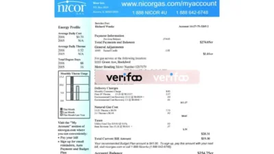 Nicor Gas Editable Utility bill Template