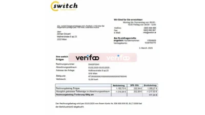 Austria Switch Utility Bill template (2025 Version)