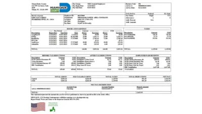 USA Miami Dade County PayStub Word And PDF Template (4 Pages)