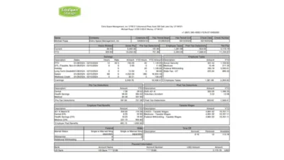 USA Extra Space Management Paystub Word And PDF Template (2 Pages)