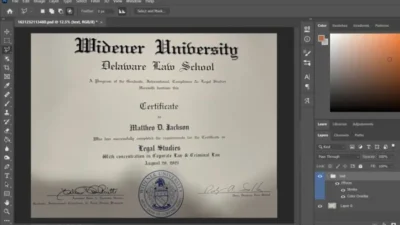 Widener University certificate PSD Template Version 2