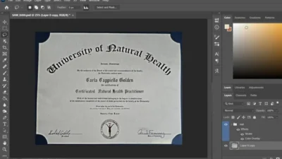 University Of Natural Health Certificate PSD Template