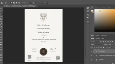 Authentic-Looking Fake Certificate From Beckett University PSD Temmplate