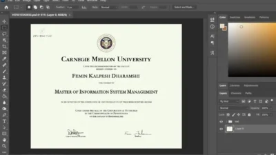 Fake Certificate From Carnegie Mellon University PSD Template