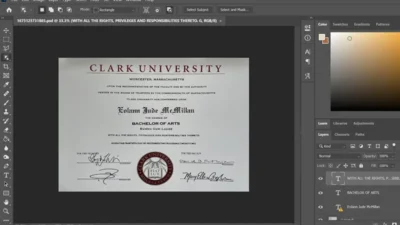 Fake Certificate From Clark University PSD Template