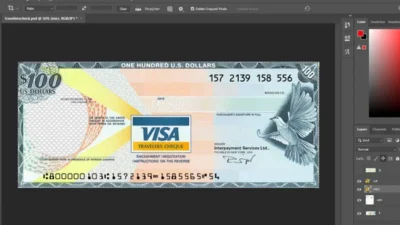 Visa Travelers Cheque Template PSD [100 US Dollars]