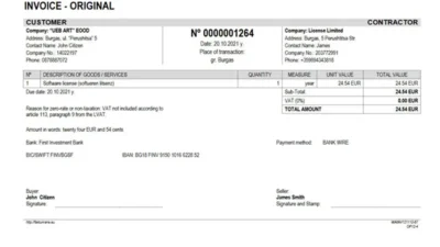 Bulgary UEB ART EOOD Company Invoice Template