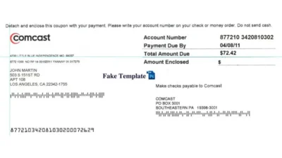 Comcast Payment Stub Psd Template: Comcast Pay Stub Proof of address